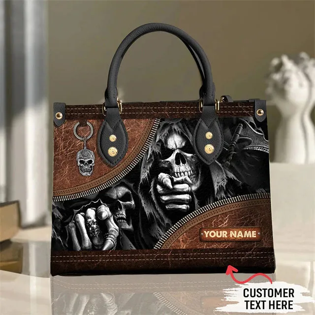 Christianart Personalized Gifts For Women, Purple Skull Leather Bag Handbag Purse for Women Fashion Small Casual Tote Luxury Shoulder Messenger Bolsa Female.