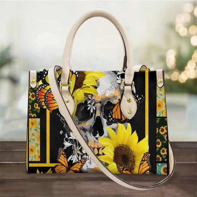 Christianart Personalized Gifts For Women, Purple Skull Leather Bag Handbag Purse for Women Fashion Small Casual Tote Luxury Shoulder Messenger Bolsa Female.