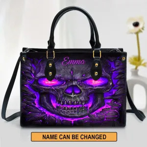 Christianart Personalized Gifts For Women, Purple Skull Leather Bag Handbag Purse for Women Fashion Small Casual Tote Luxury Shoulder Messenger Bolsa Female.