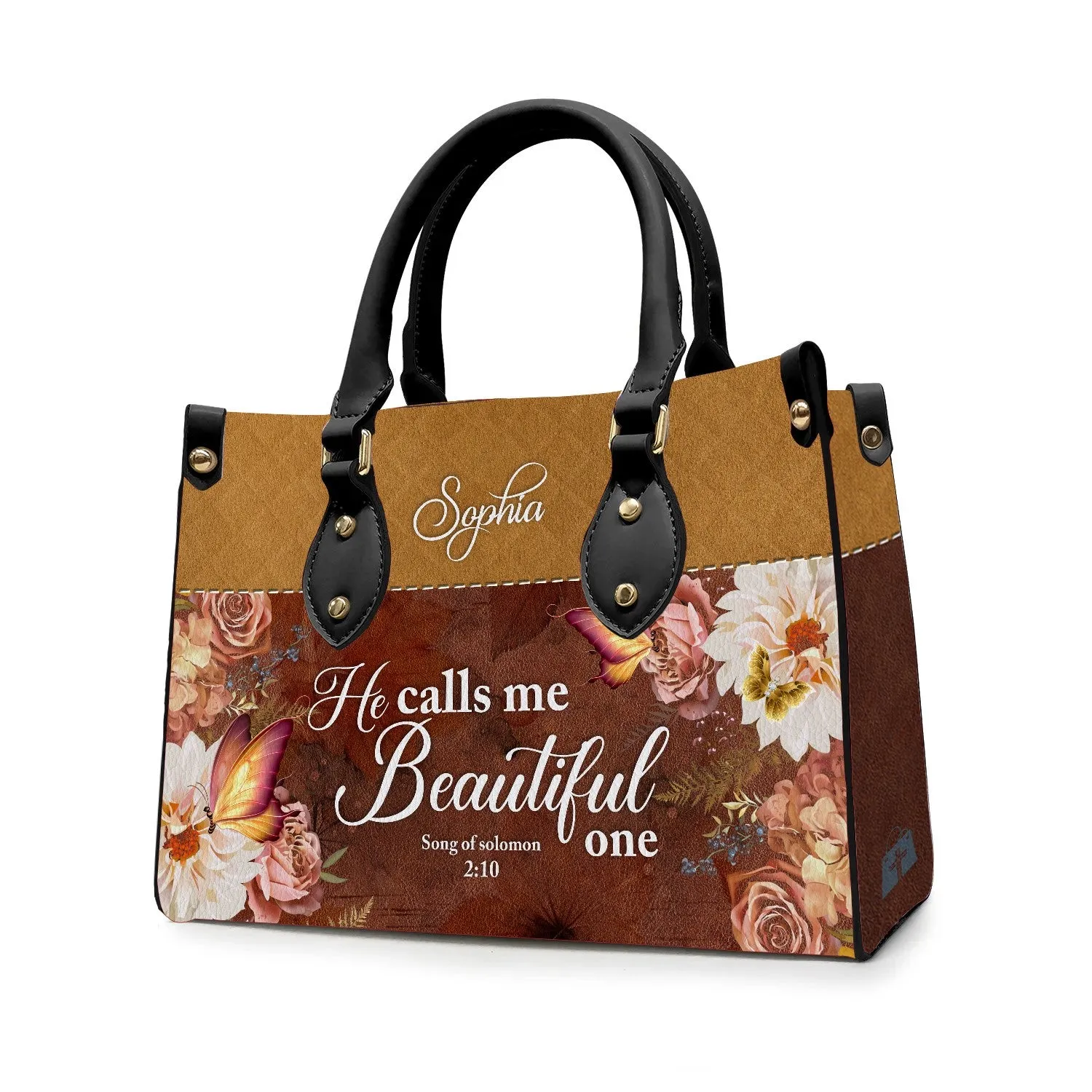 Christianartbag Handbags, He Calls Me Beautiful One Leather Handbag, Butterfly Flower Leather Handbag, Design Handbag, Gifts for Women, CABLTB01031123.
