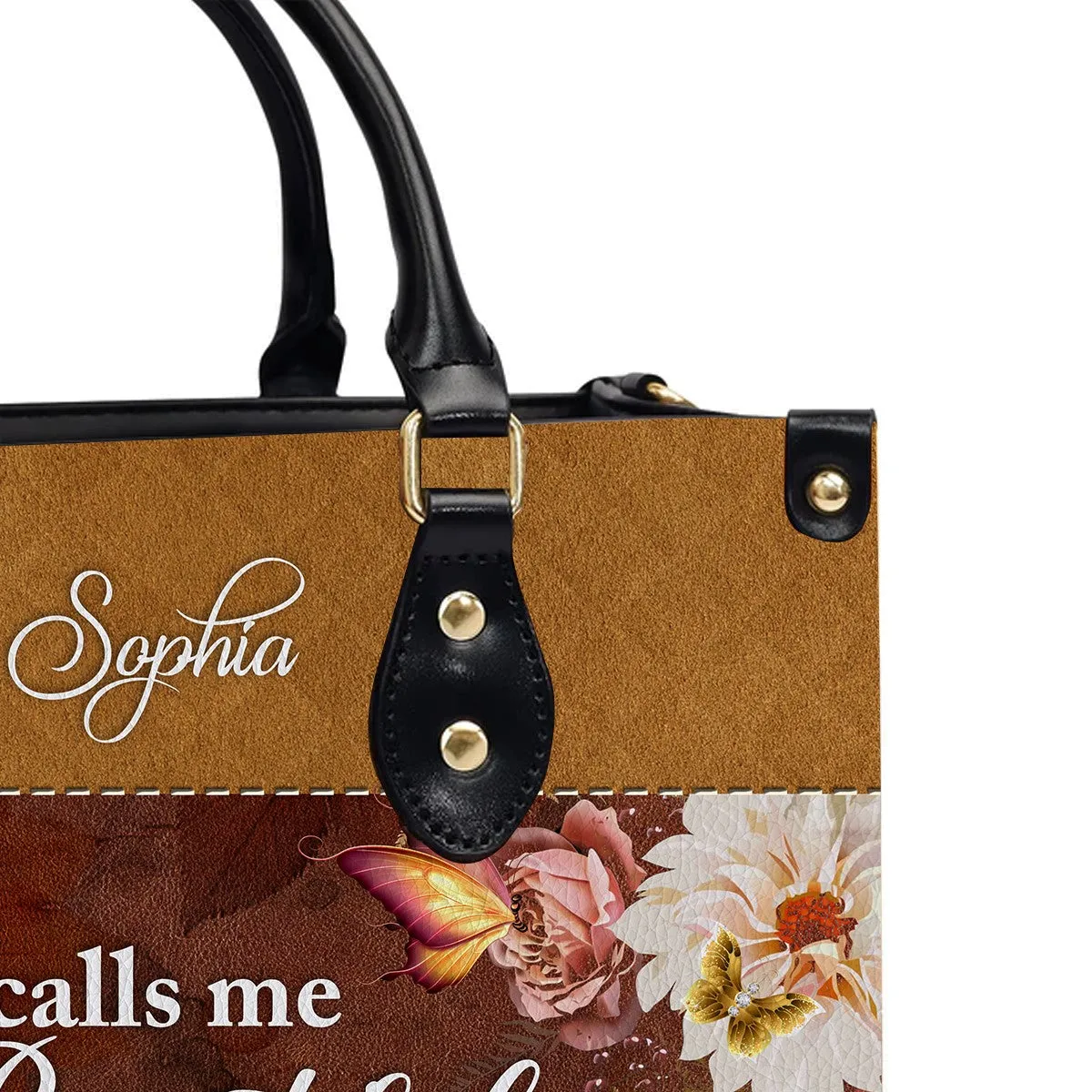Christianartbag Handbags, He Calls Me Beautiful One Leather Handbag, Butterfly Flower Leather Handbag, Design Handbag, Gifts for Women, CABLTB01031123.