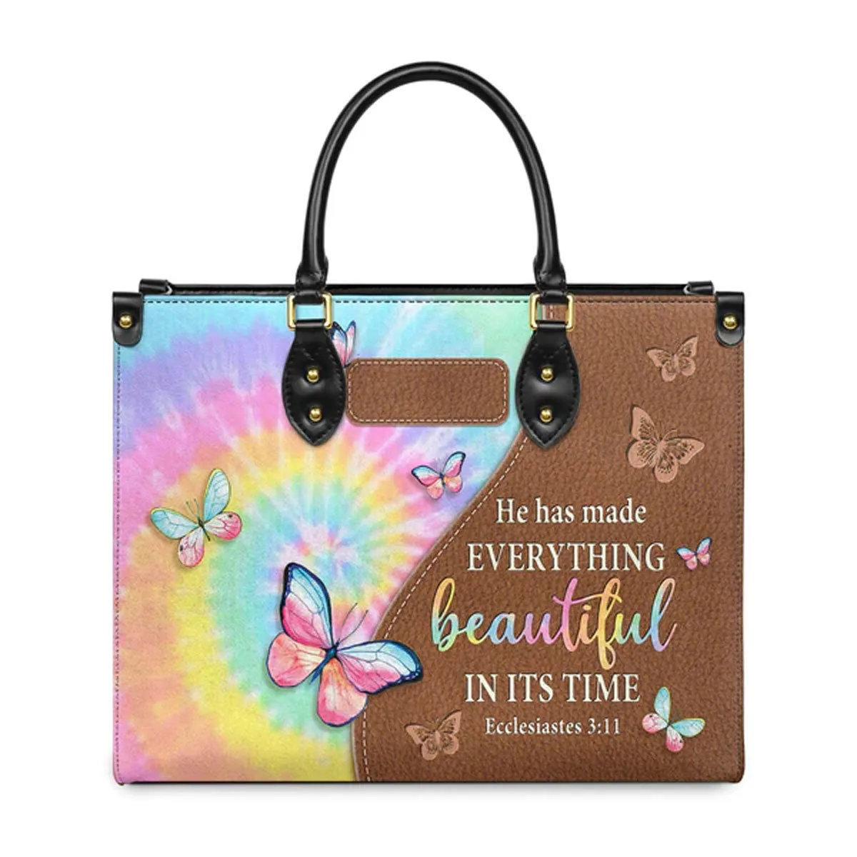 Christianartbag Handbags, He Has Made Everything Beautiful In Its Time Ecclesiastes 3:11 Leather Bags, Personalized Bags, Gifts for Women, Christmas Gift, CABLTB02140823.