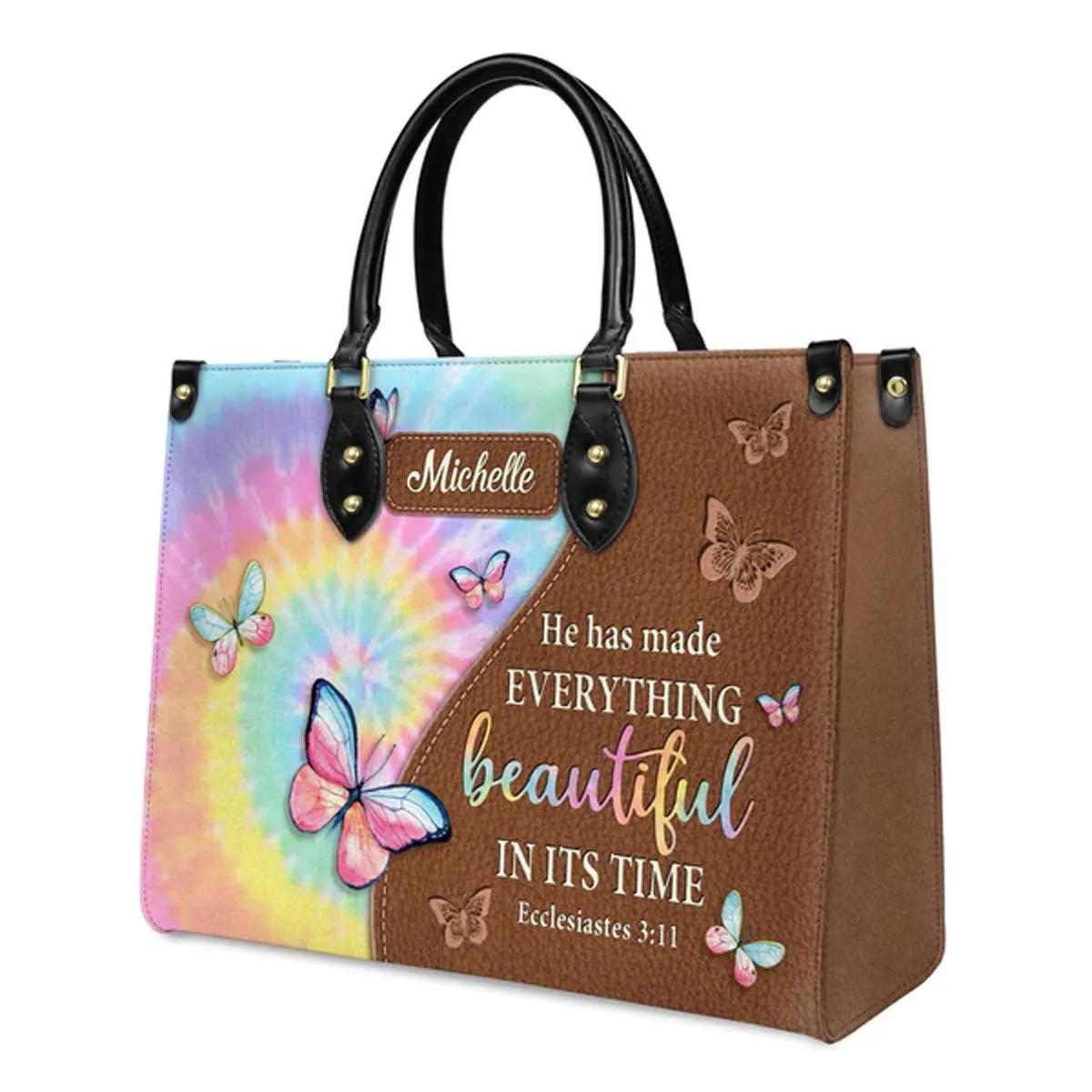 Christianartbag Handbags, He Has Made Everything Beautiful In Its Time Ecclesiastes 3:11 Leather Bags, Personalized Bags, Gifts for Women, Christmas Gift, CABLTB02140823.