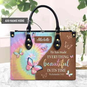 Christianartbag Handbags, He Has Made Everything Beautiful In Its Time Ecclesiastes 3:11 Leather Bags, Personalized Bags, Gifts for Women, Christmas Gift, CABLTB02140823.