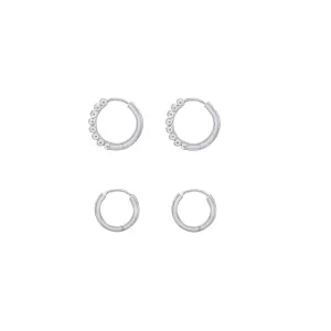Classic Hoop and Ball Huggie Hoop Earring Set
