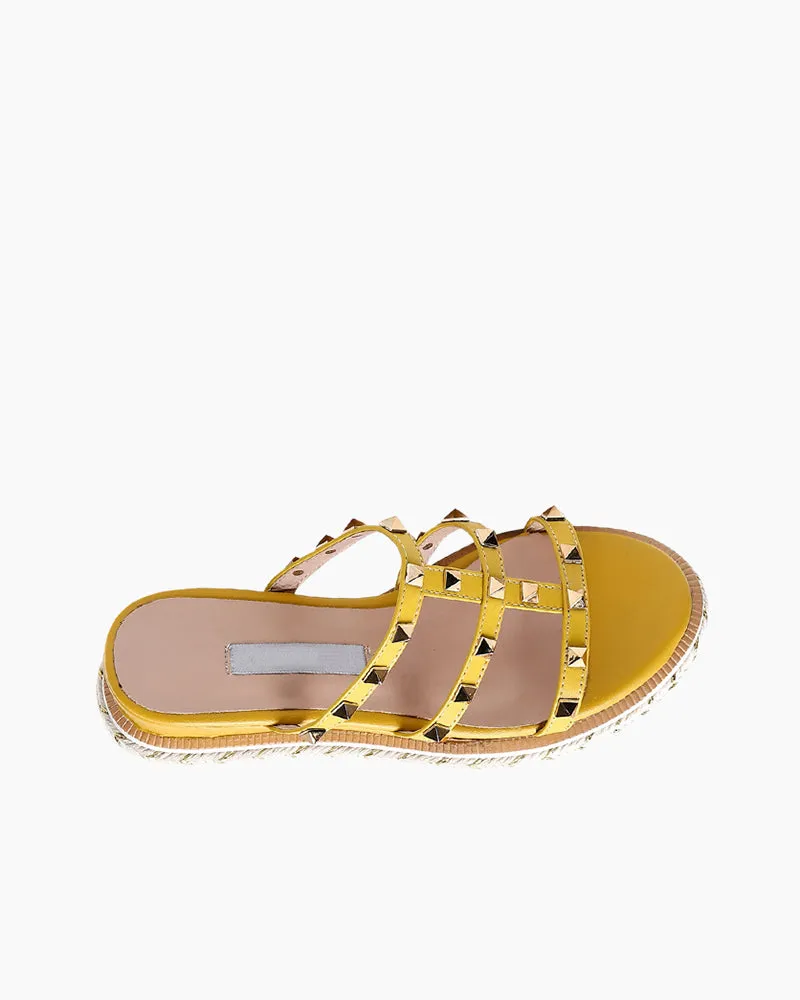 (Clean Up) Espadrille Wedges Slides Rivets Sandals