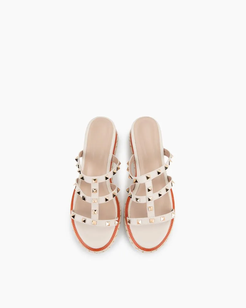 (Clean Up) Espadrille Wedges Slides Rivets Sandals