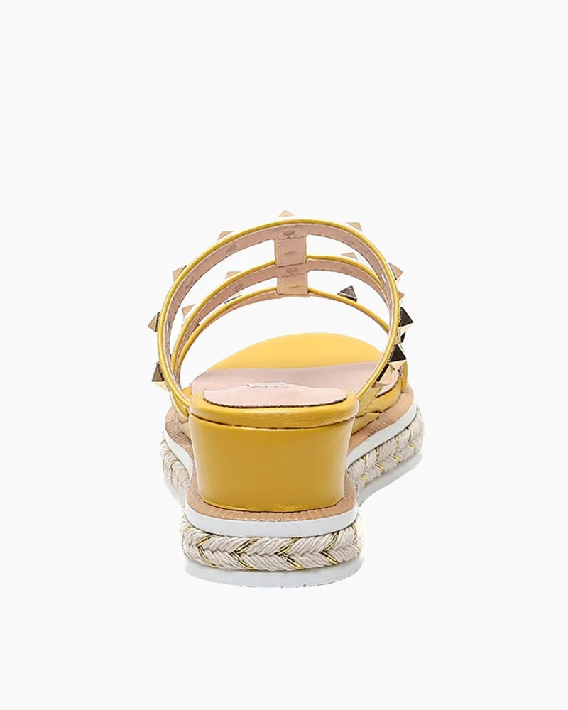 (Clean Up) Espadrille Wedges Slides Rivets Sandals
