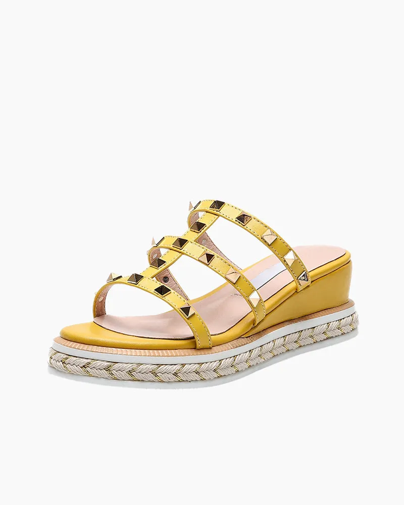 (Clean Up) Espadrille Wedges Slides Rivets Sandals