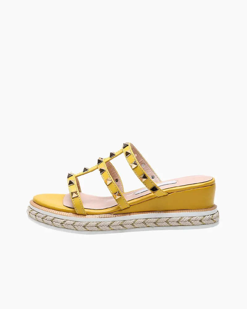 (Clean Up) Espadrille Wedges Slides Rivets Sandals