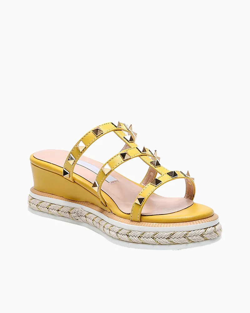 (Clean Up) Espadrille Wedges Slides Rivets Sandals