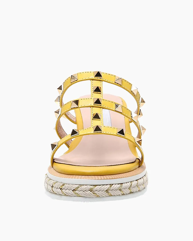 (Clean Up) Espadrille Wedges Slides Rivets Sandals