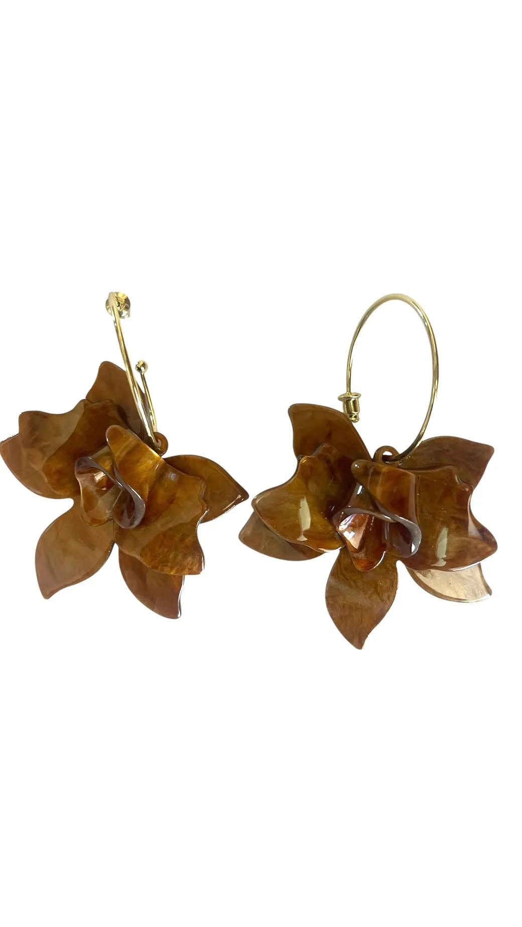 Coffee Flower Hoop Earrings