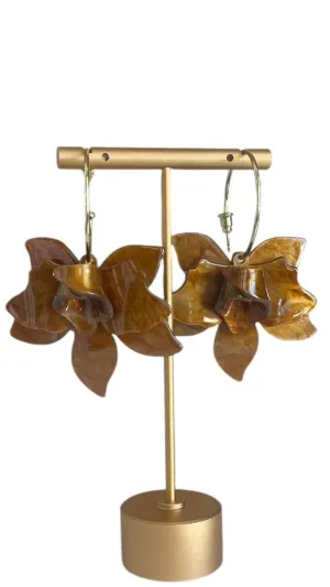 Coffee Flower Hoop Earrings