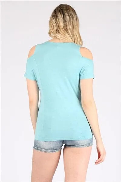 Cold Shoulder Rayon Top Blue - Pack of 6
