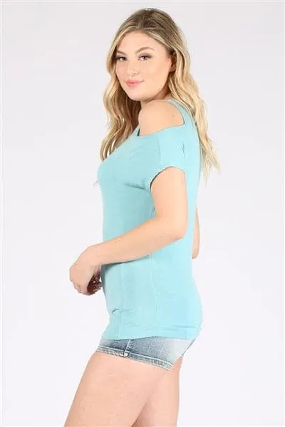Cold Shoulder Rayon Top Blue - Pack of 6