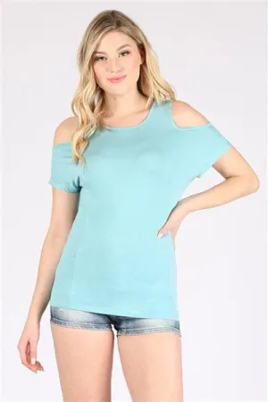 Cold Shoulder Rayon Top Blue - Pack of 6