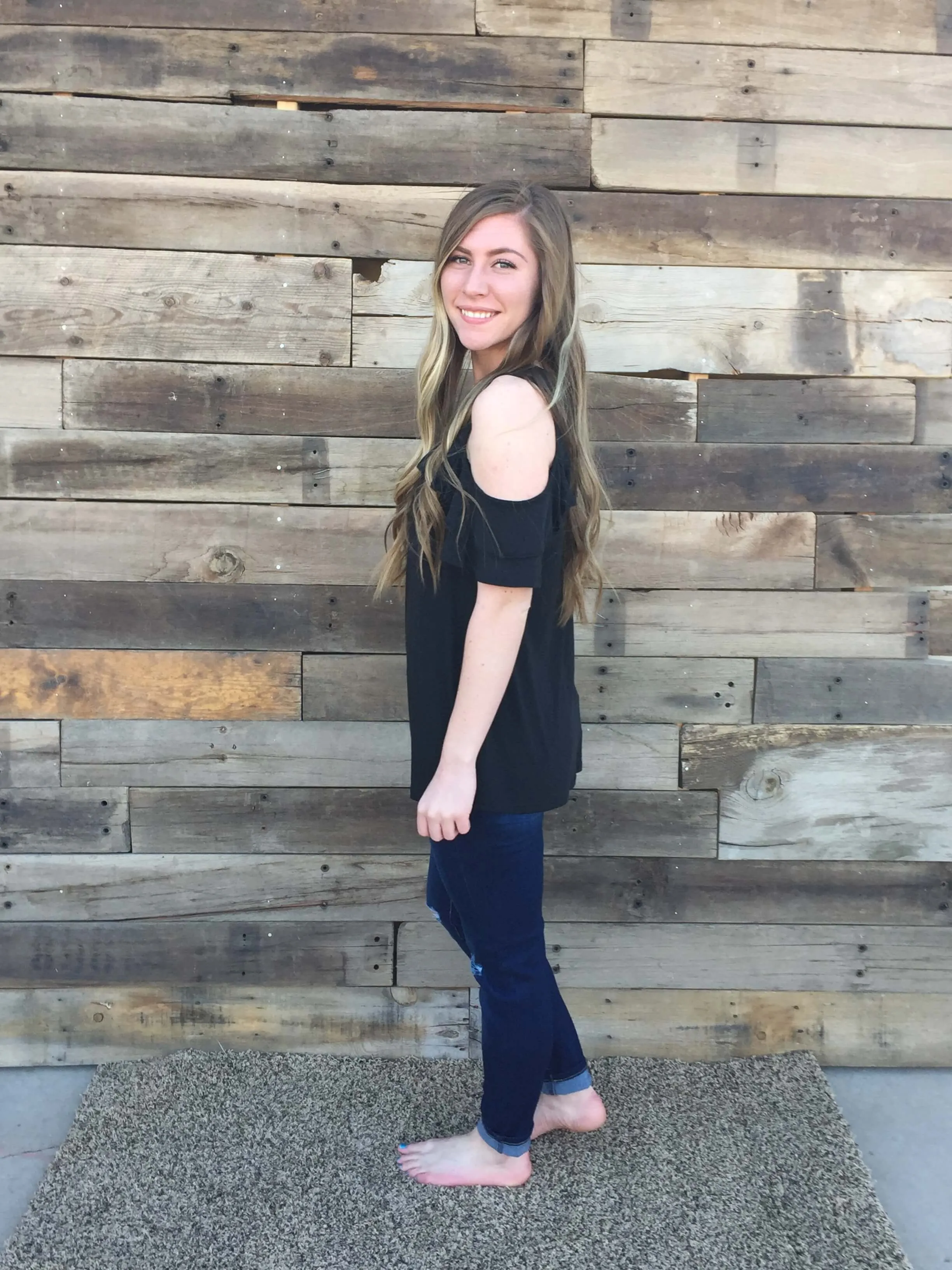 Cold Shoulder Ruffle Sleeve Blouse