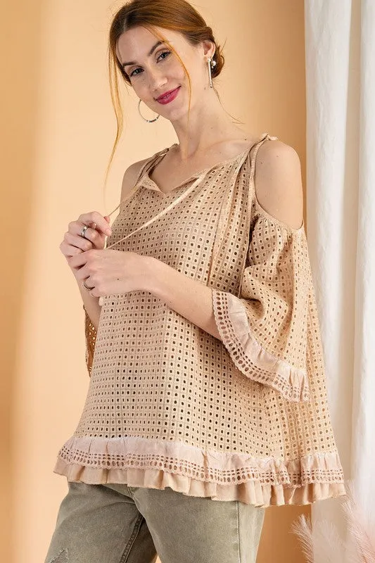 Cold Shoulder Ruffled Tunic