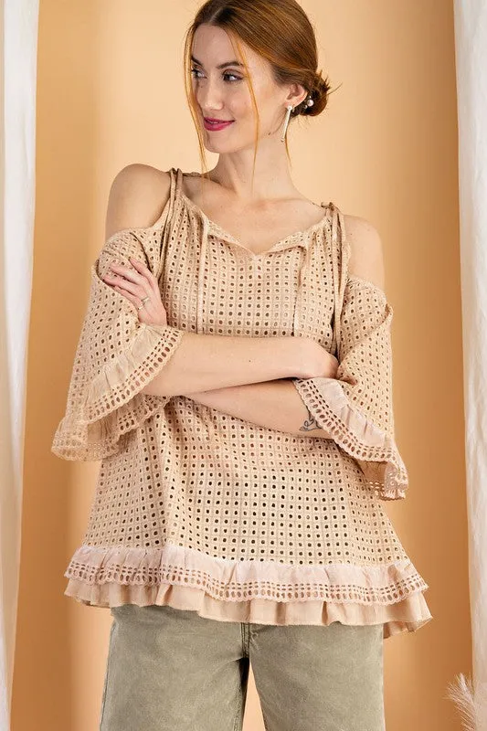 Cold Shoulder Ruffled Tunic