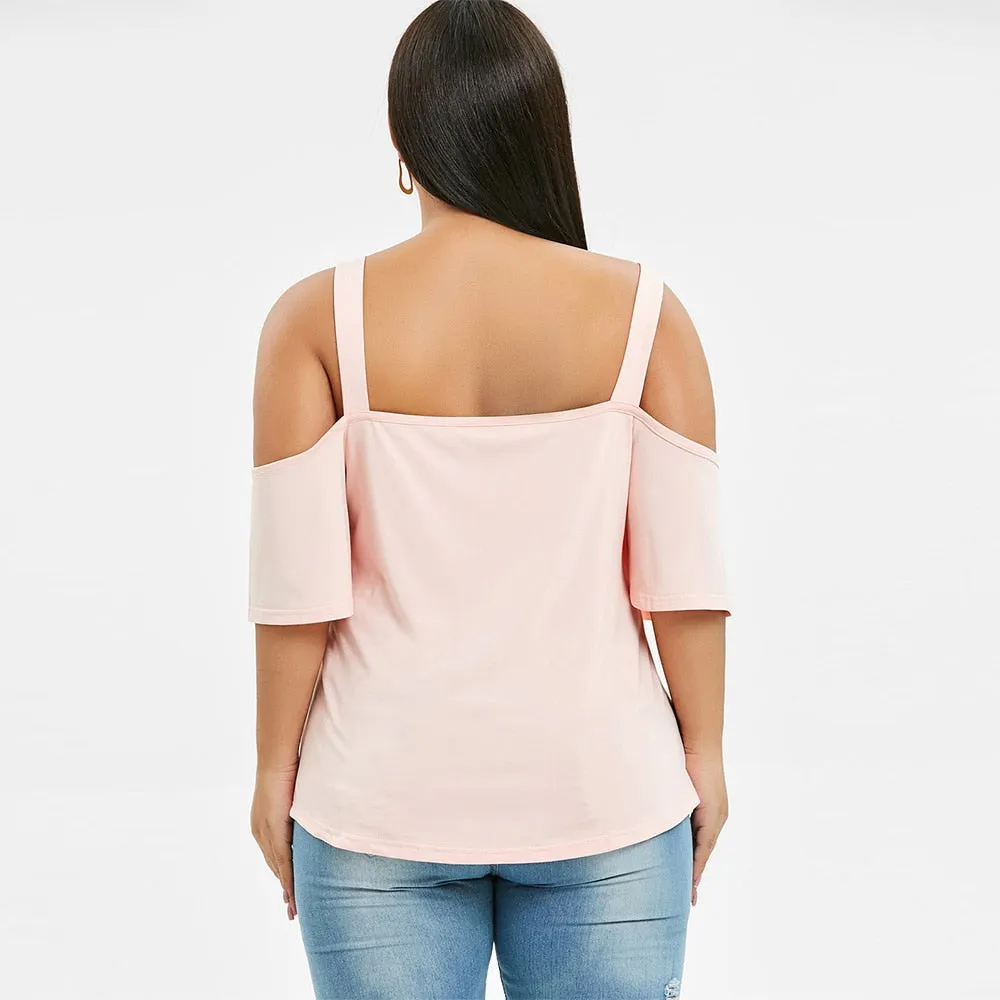 Cold Shoulder V-Neck Tunic T Shirt