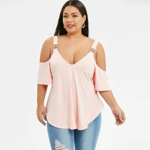 Cold Shoulder V-Neck Tunic T Shirt
