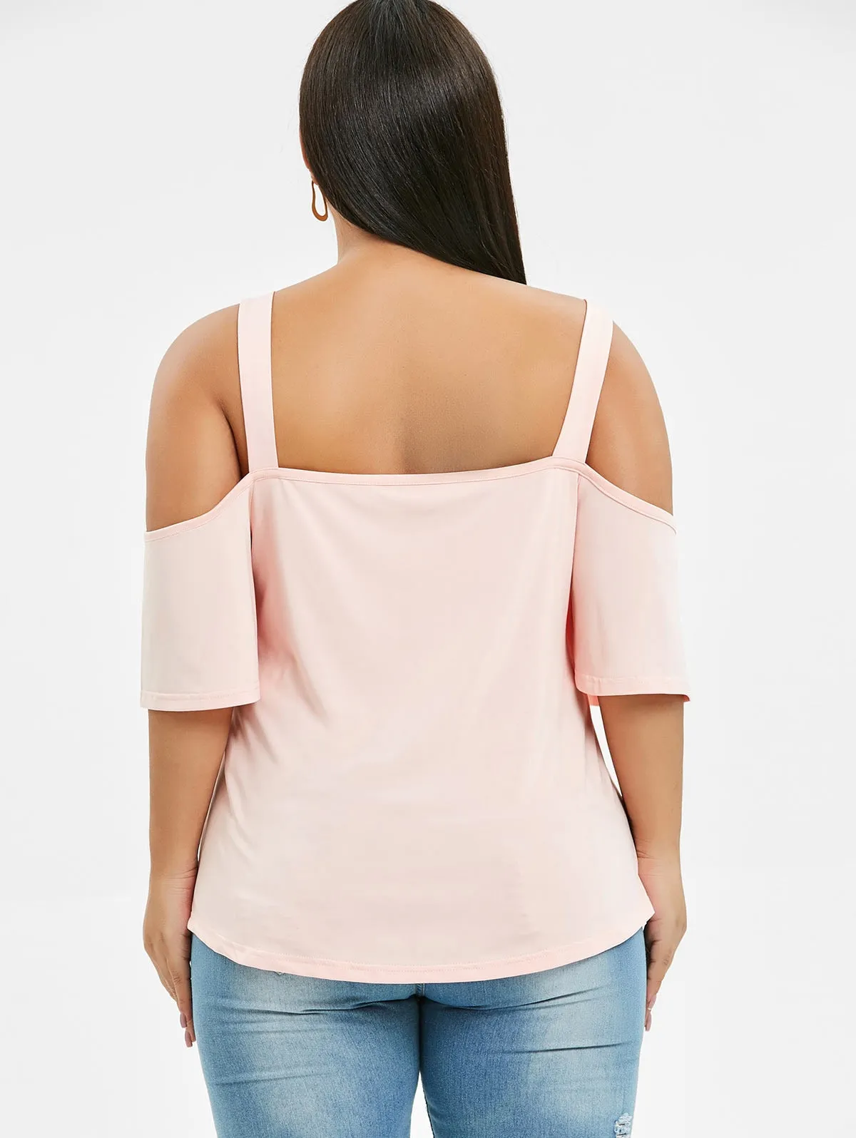 Cold Shoulder V-Neck Tunic T Shirt