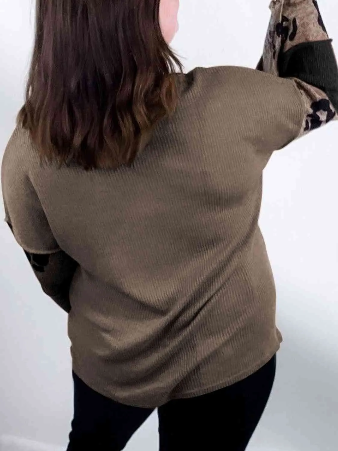 Color Block Leopard V-Neck Blouse (2 Colors)