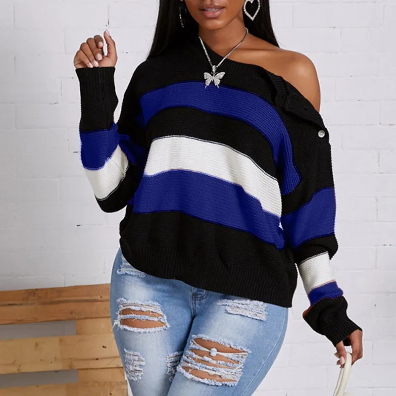 Colorblock Stripe Splicing Sweater