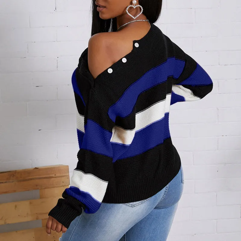 Colorblock Stripe Splicing Sweater
