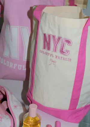 Colorful Natalie Pink Embroidered Tote Bag