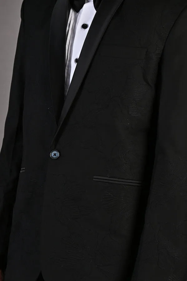 Constantine - Black Abstract Embroidered Tuxedo Set