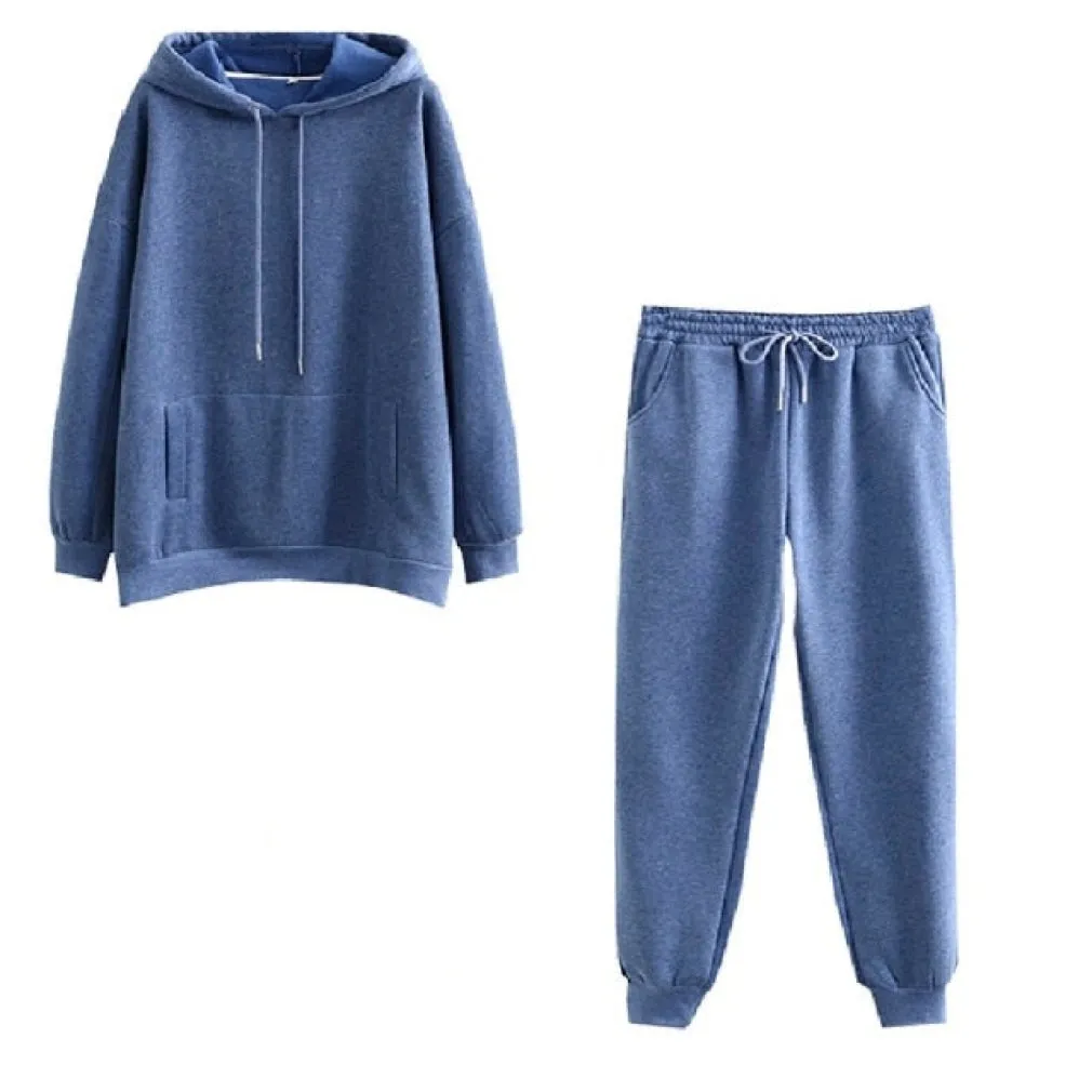 ContiNent 33 Autumn Winter Women tracksuit thick fleece 100% cotton suit 2 pieces sets hoodies sweatshirt and pants suits 6L17