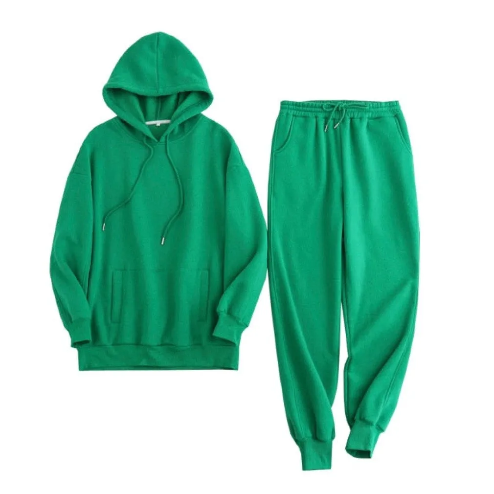 ContiNent 33 Autumn Winter Women tracksuit thick fleece 100% cotton suit 2 pieces sets hoodies sweatshirt and pants suits 6L17