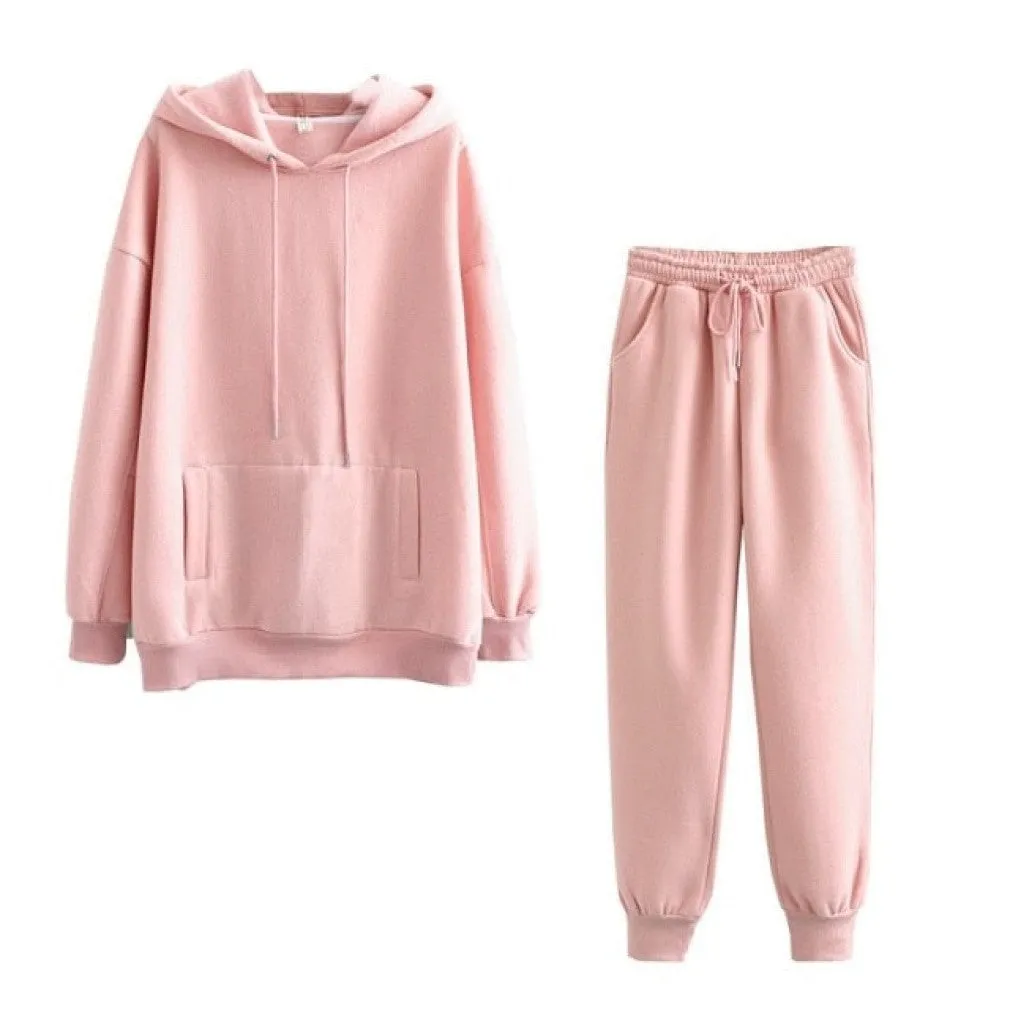 ContiNent 33 Autumn Winter Women tracksuit thick fleece 100% cotton suit 2 pieces sets hoodies sweatshirt and pants suits 6L17