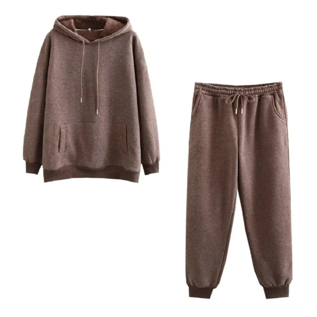 ContiNent 33 Autumn Winter Women tracksuit thick fleece 100% cotton suit 2 pieces sets hoodies sweatshirt and pants suits 6L17