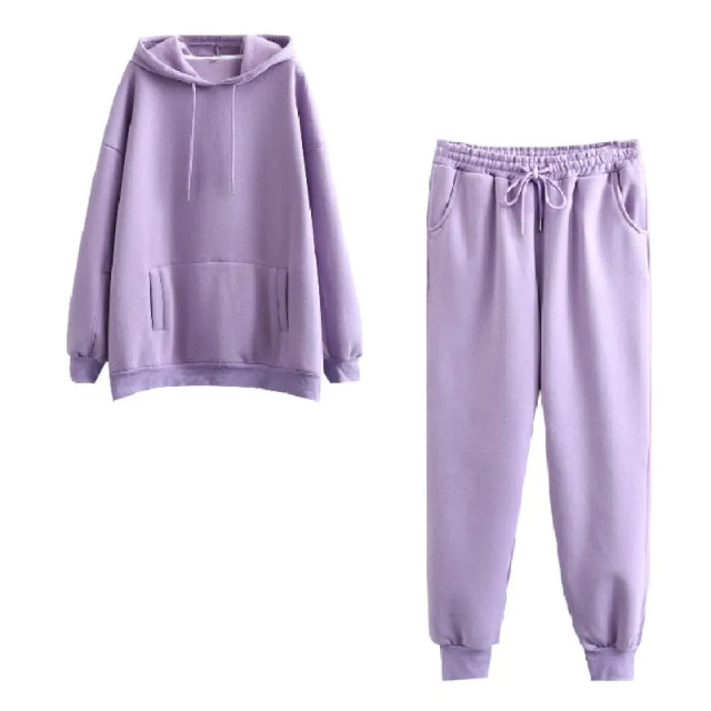ContiNent 33 Autumn Winter Women tracksuit thick fleece 100% cotton suit 2 pieces sets hoodies sweatshirt and pants suits 6L17
