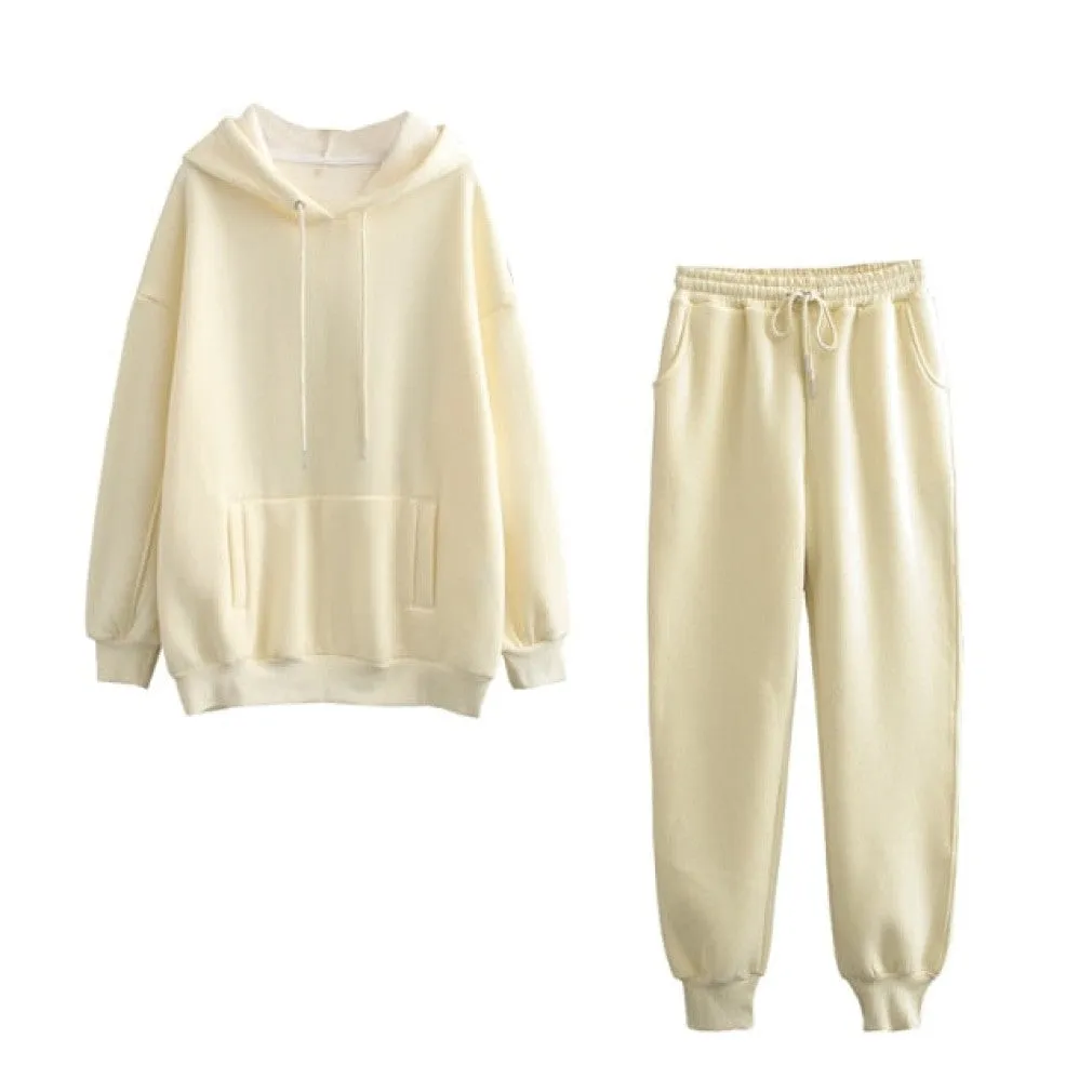 ContiNent 33 Autumn Winter Women tracksuit thick fleece 100% cotton suit 2 pieces sets hoodies sweatshirt and pants suits 6L17