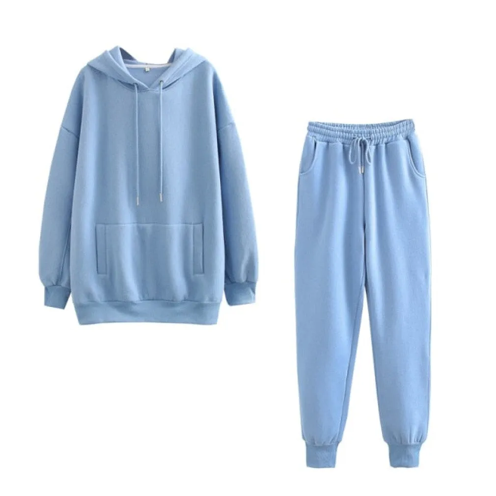 ContiNent 33 Autumn Winter Women tracksuit thick fleece 100% cotton suit 2 pieces sets hoodies sweatshirt and pants suits 6L17
