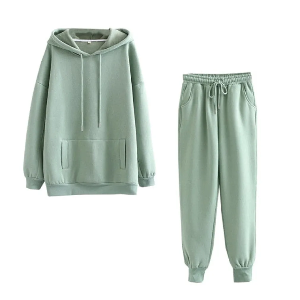 ContiNent 33 Autumn Winter Women tracksuit thick fleece 100% cotton suit 2 pieces sets hoodies sweatshirt and pants suits 6L17