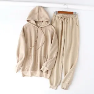 ContiNent 33 Autumn Winter Women tracksuit thick fleece 100% cotton suit 2 pieces sets hoodies sweatshirt and pants suits 6L17