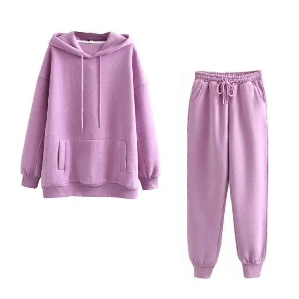 ContiNent 33 Autumn Winter Women tracksuit thick fleece 100% cotton suit 2 pieces sets hoodies sweatshirt and pants suits 6L17