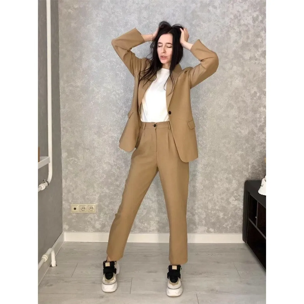 ContiNent 33 Women Blazer And Guard Pants Sets Two Pieces OL Single Breasted Jacket Formal Suit Pleated Trousers Spring Autumn Winter