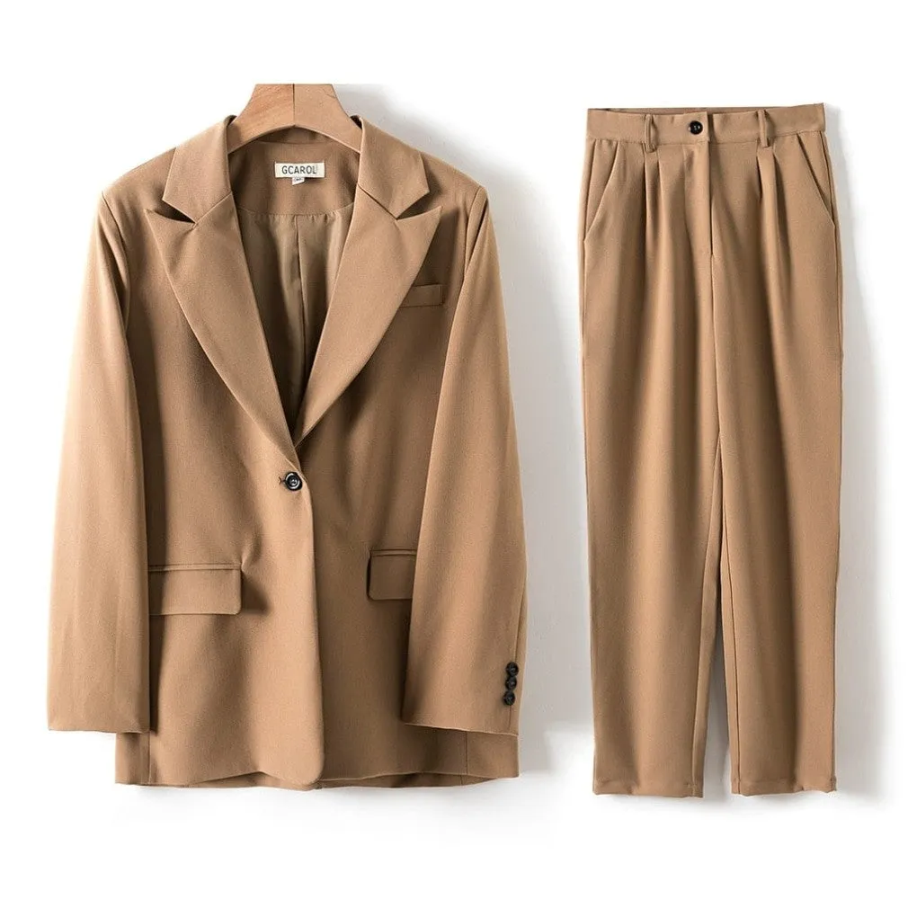 ContiNent 33 Women Blazer And Guard Pants Sets Two Pieces OL Single Breasted Jacket Formal Suit Pleated Trousers Spring Autumn Winter