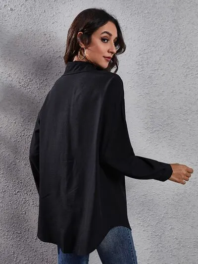 Contrast Color Button Up Long Sleeve Shirt