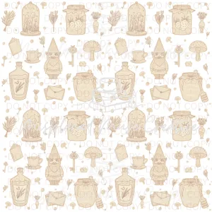 Cottagecore Seamless Pattern - 10"x10" - 300 DPI - White Background (Digital File)