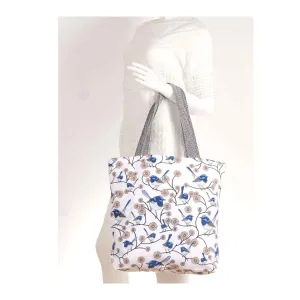 Cotton-Canvas Tote Bag Blue Wren Bliss 43x38cm