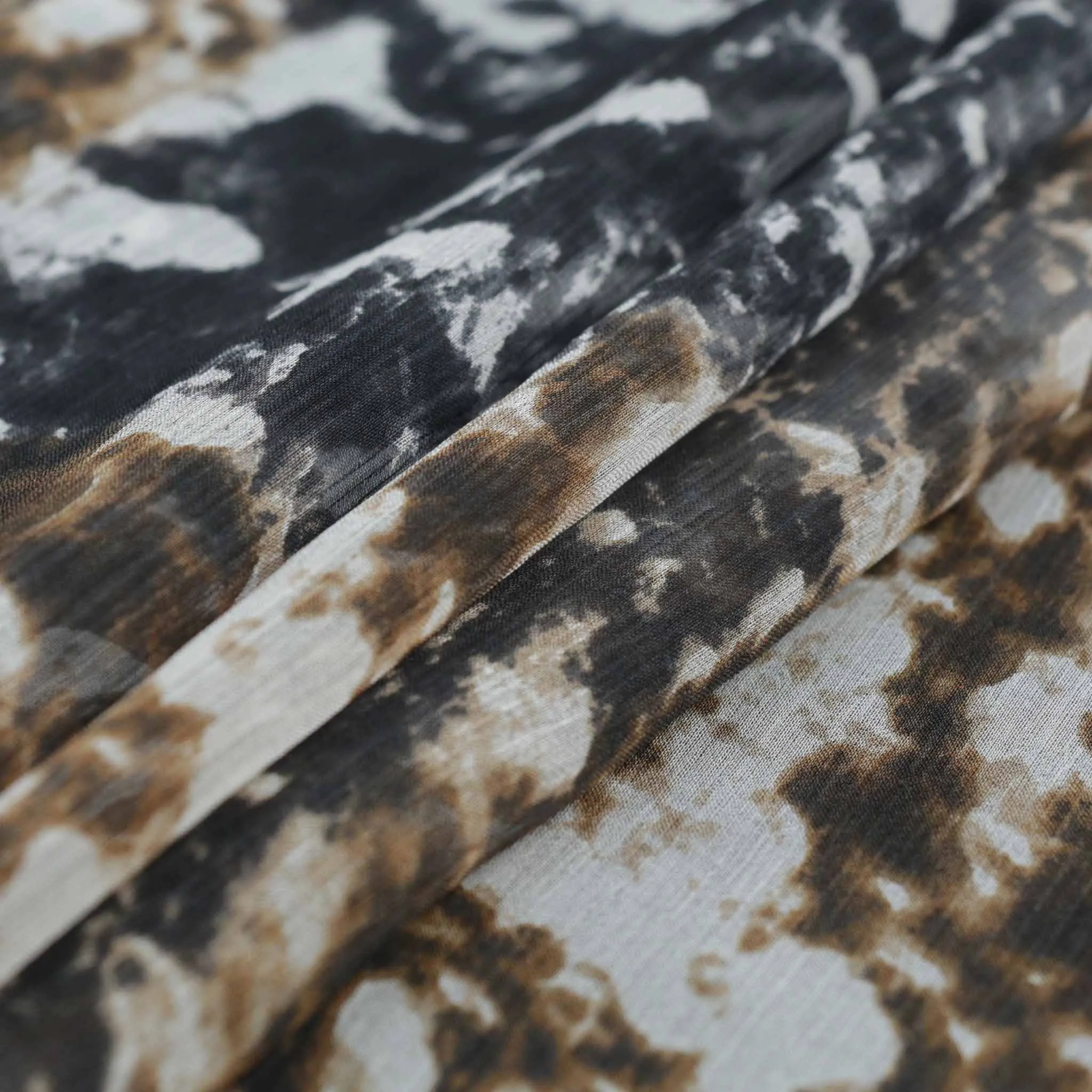 Crinkle Chiffon Fabric - Black and beige