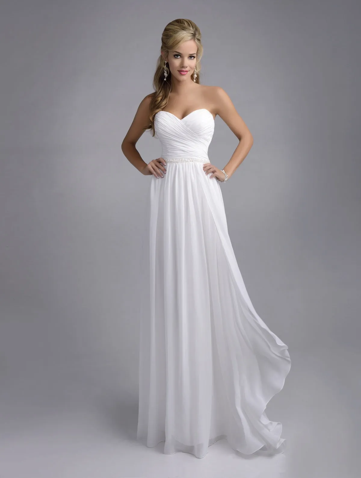 Crisscross Sweetheart Chiffon Wedding Dress With Ruching And Pleats-MK_703486