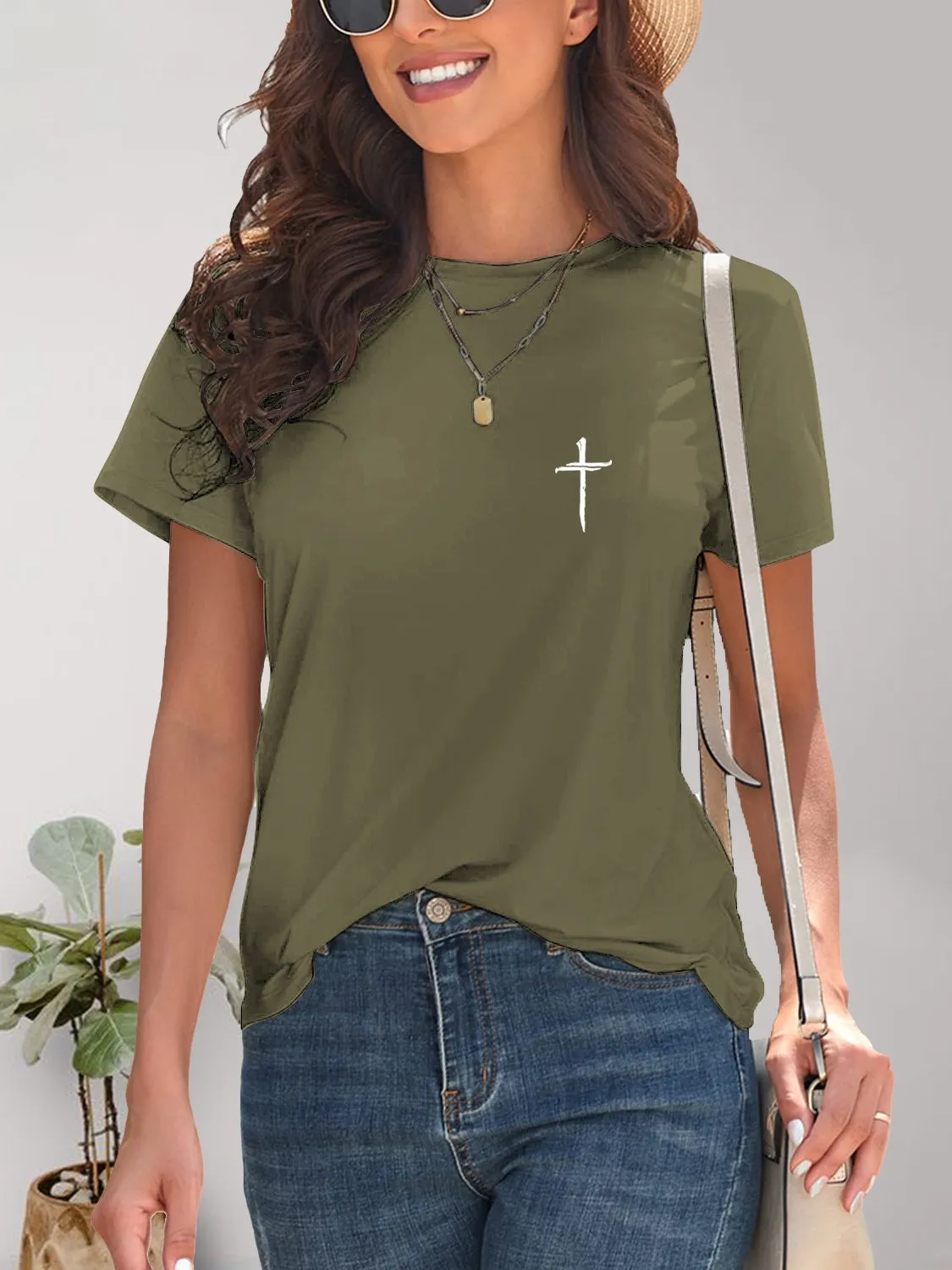 Cross Graphic Round Neck T-Shirt l